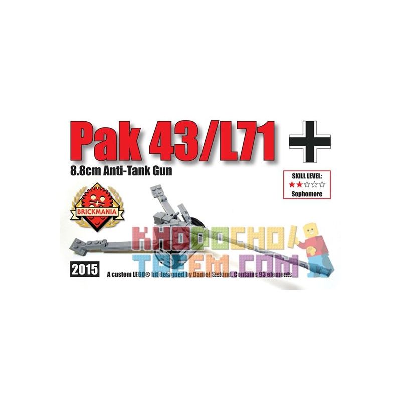 BRICKMANIA 2015 non  SÚNG CHỐNG TĂNG PAK 43 L71 bộ đồ chơi xếp lắp ráp ghép mô hình Military Army PAK 43/L71 ANTI-TANK GUN Quân Sự Bộ Đội 93 khối