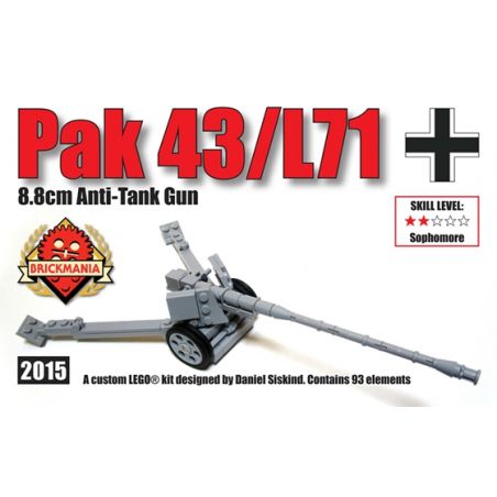 BRICKMANIA 2015 non  SÚNG CHỐNG TĂNG PAK 43 L71 bộ đồ chơi xếp lắp ráp ghép mô hình Military Army PAK 43/L71 ANTI-TANK GUN Quân Sự Bộ Đội 93 khối