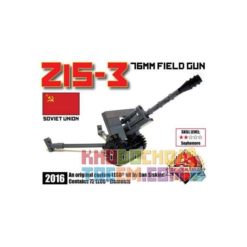 BRICKMANIA 2016 non  SÚNG 76MM M1942 (ZIS-3) bộ đồ chơi xếp lắp ráp ghép mô hình Military Army ZIS-3 76MM FIELD GUN Quân Sự Bộ Đội 72 khối