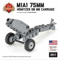 BRICKMANIA 2017 non  LỰU PHÁO 75MM M1A1 bộ đồ chơi xếp lắp ráp ghép mô hình Military Army M1A1 75MM HOWITZER ON M8 CARRIAGE Quân Sự Bộ Đội 41 khối