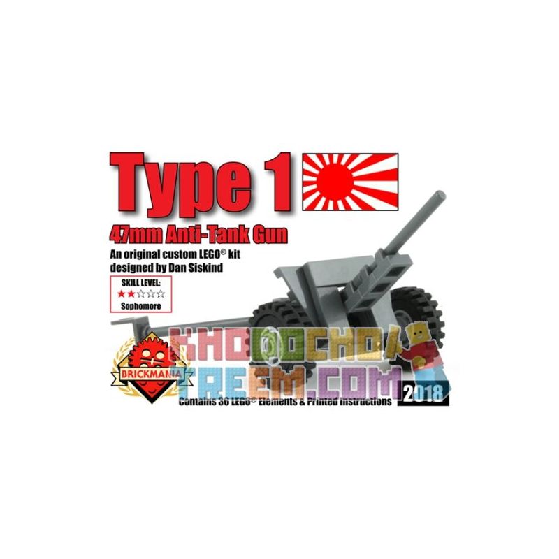 BRICKMANIA 2018 non  MỘT KHẨU SÚNG CHỐNG TĂNG 47MM bộ đồ chơi xếp lắp ráp ghép mô hình Military Army TYPE 1 - 47MM ANTI-TANK GUN Quân Sự Bộ Đội 36 khối