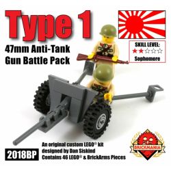 BRICKMANIA 2018BP non  MỘT BỘ CHIẾN ĐẤU SÚNG CHỐNG TĂNG LOẠI 47MM bộ đồ chơi xếp lắp ráp ghép mô hình Military Army TYPE 1 47MM ANTI-TANK GUN / BATTLE PACK Quân Sự Bộ Đội 46 khối