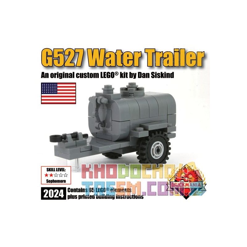 BRICKMANIA 2024 non  RƠ MOÓC BỒN NƯỚC G527 bộ đồ chơi xếp lắp ráp ghép mô hình Military Army G527 WATER TRAILER Quân Sự Bộ Đội 65 khối