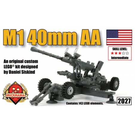 BRICKMANIA 2027 non  SÚNG PHÒNG KHÔNG M1 40MM bộ đồ chơi xếp lắp ráp ghép mô hình Military Army M1 40MM ANTI-AIRCRAFT GUN Quân Sự Bộ Đội 143 khối