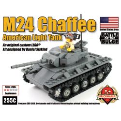 BRICKMANIA 255C non  TĂNG HẠNG NHẸ M24 XIAFEI bộ đồ chơi xếp lắp ráp ghép mô hình Military Army M24 CHAFFEE LIGHT TANK  Quân Sự Bộ Đội 385 khối