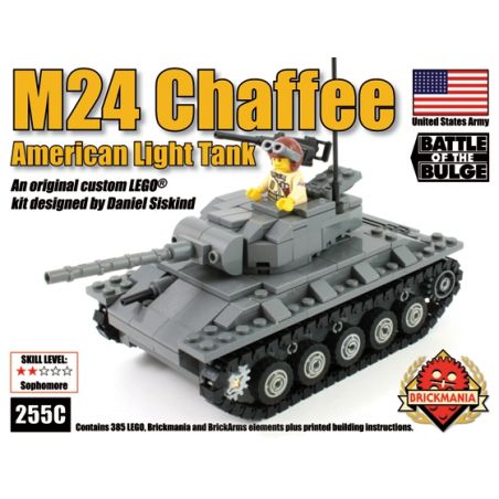 BRICKMANIA 255C non  TĂNG HẠNG NHẸ M24 XIAFEI bộ đồ chơi xếp lắp ráp ghép mô hình Military Army M24 CHAFFEE LIGHT TANK  Quân Sự Bộ Đội 385 khối