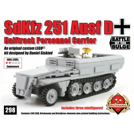 BRICKMANIA 298 non  XE BÁN TẢI SDKFZ 251 bộ đồ chơi xếp lắp ráp ghép mô hình Military Army SDKFZ 251 AUSF HALFTRACK PERSONNEL CARRIER Quân Sự Bộ Đội 348 khối