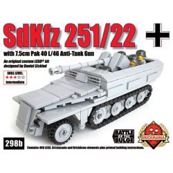BRICKMANIA 298B non  XE BÁN TẢI SDKFZ 251 22 bộ đồ chơi xếp lắp ráp ghép mô hình Military Army SDKFZ 251/22 Quân Sự Bộ Đội 408 khối