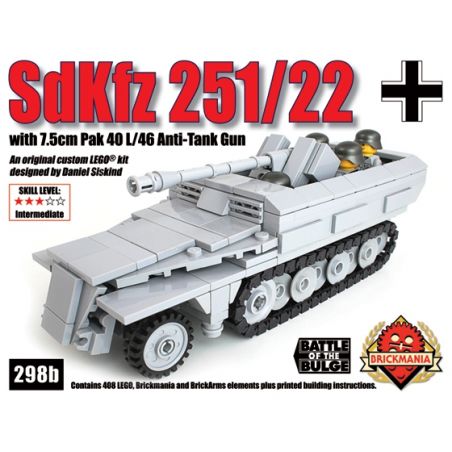 BRICKMANIA 298B non  XE BÁN TẢI SDKFZ 251 22 bộ đồ chơi xếp lắp ráp ghép mô hình Military Army SDKFZ 251/22 Quân Sự Bộ Đội 408 khối