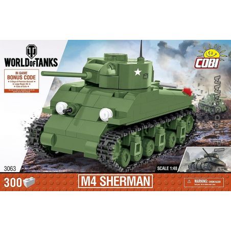 COBI 3063 non  XE TĂNG M4 SHERMAN bộ đồ chơi xếp lắp ráp ghép mô hình Military Army Quân Sự Bộ Đội 300 khối