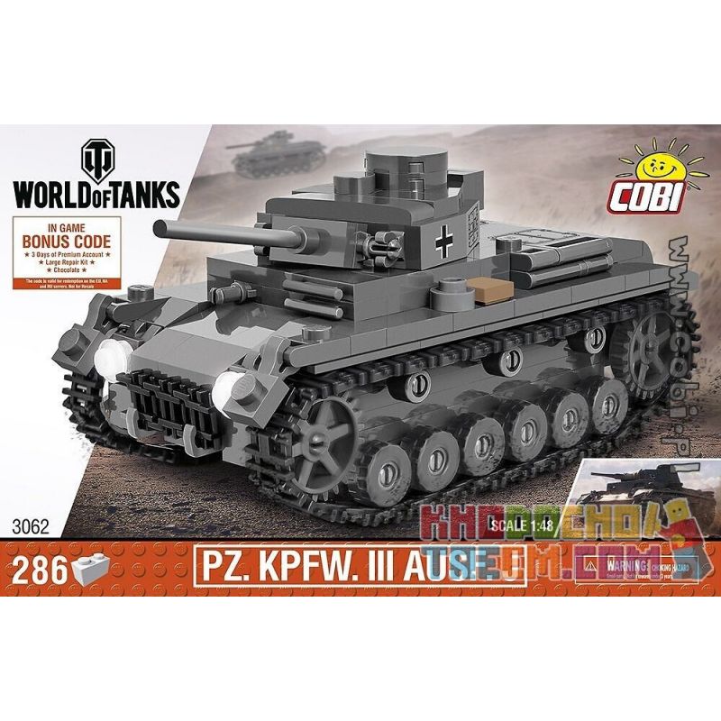 COBI 3062 non  XE TĂNG LOẠI III J bộ đồ chơi xếp lắp ráp ghép mô hình Military Army PZKPFW III AUSF. J Quân Sự Bộ Đội 286 khối