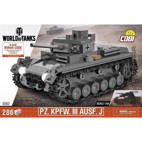 COBI 3062 non  XE TĂNG LOẠI III J bộ đồ chơi xếp lắp ráp ghép mô hình Military Army PZKPFW III AUSF. J Quân Sự Bộ Đội 286 khối