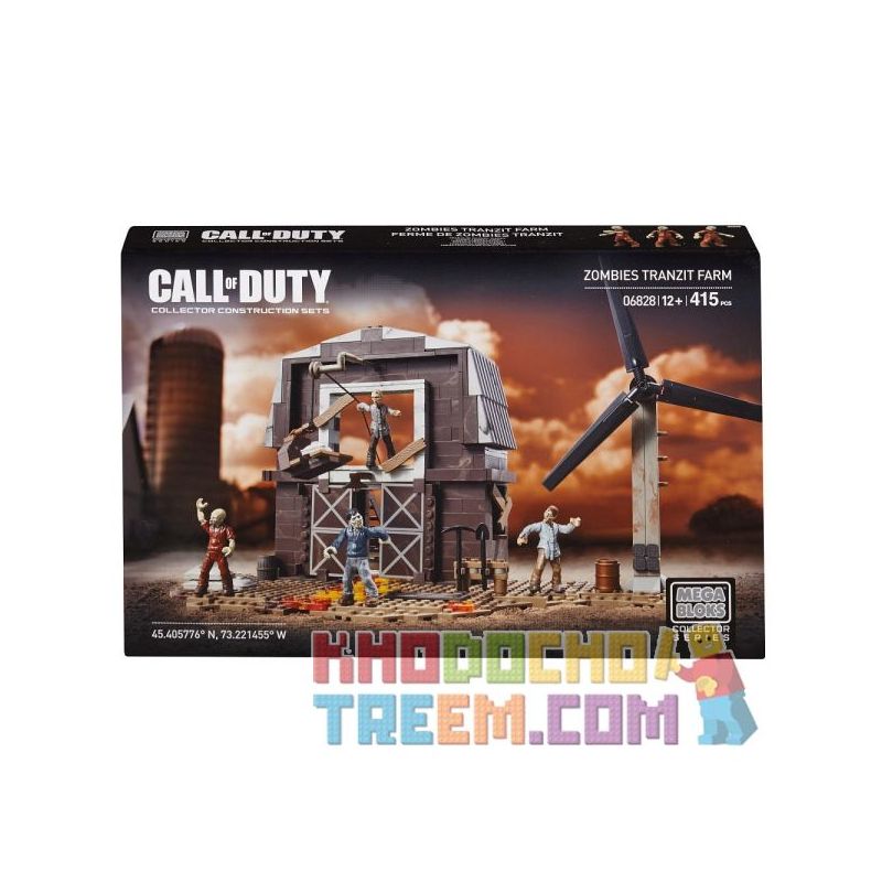 MEGA BLOKS 06828 non  TRANG TRẠI CHUYỂN ĐỔI XÁC SỐNG bộ đồ chơi xếp lắp ráp ghép mô hình Call Of Duty ZOMBIES TRANZIT FARM 415 khối