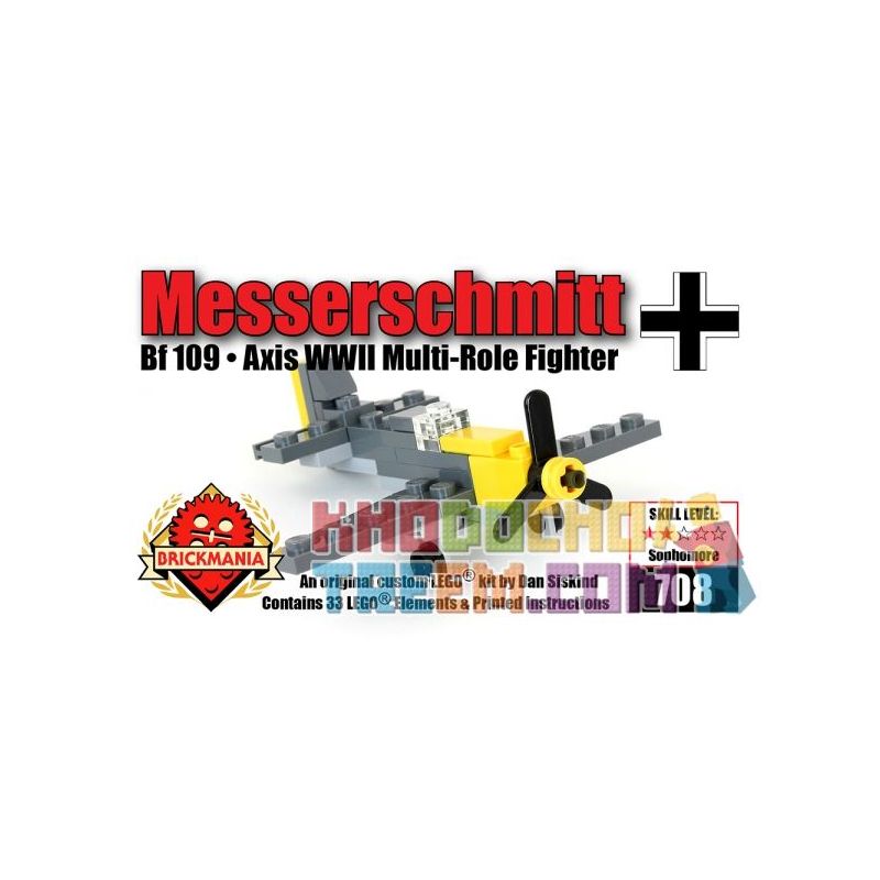 BRICKMANIA 708 non  BỘ MINI MESSERSCHMIDT BF 109 bộ đồ chơi xếp lắp ráp ghép mô hình Military Army MESSERSCHMITT BF-109 MINI KIT  Quân Sự Bộ Đội 33 khối