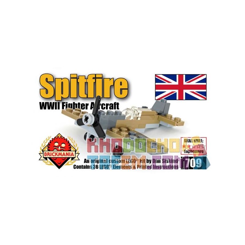 BRICKMANIA 709 non  BỘ SPITFIRE MINI bộ đồ chơi xếp lắp ráp ghép mô hình Military Army SUPERMARINE SPITFIRE MINI KIT  Quân Sự Bộ Đội 36 khối
