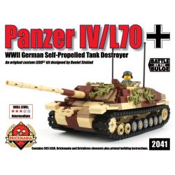 BRICKMANIA 2041 non  PHÁO CHỐNG TĂNG TỰ HÀNH SỐ 4 L 70 bộ đồ chơi xếp lắp ráp ghép mô hình Military Army PANZER IV/L70 Quân Sự Bộ Đội 565 khối