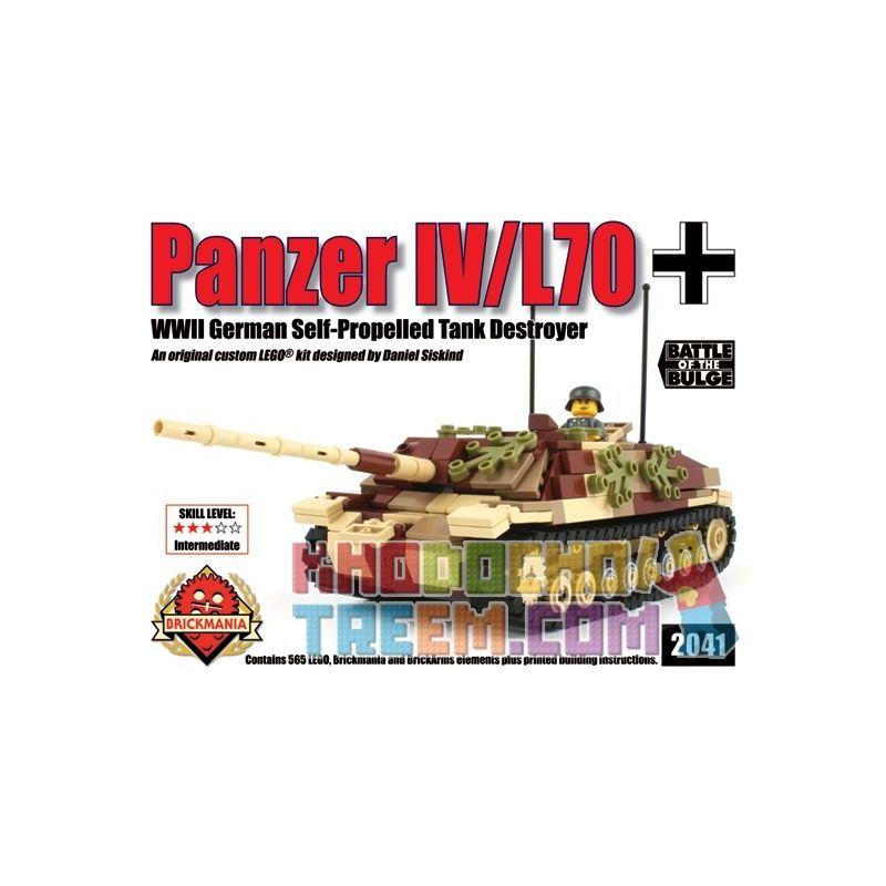 BRICKMANIA 2041 non  PHÁO CHỐNG TĂNG TỰ HÀNH SỐ 4 L 70 bộ đồ chơi xếp lắp ráp ghép mô hình Military Army PANZER IV/L70 Quân Sự Bộ Đội 565 khối