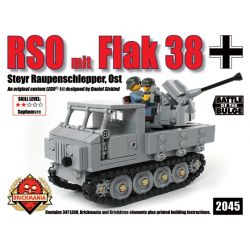 BRICKMANIA 2045 non  MÁY KÉO RSO VÀ PHÁO PHÒNG KHÔNG KIỂU 38 bộ đồ chơi xếp lắp ráp ghép mô hình Military Army RSO MIT FLAK 38 Quân Sự Bộ Đội 347 khối