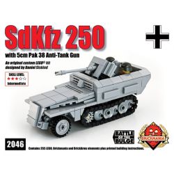 BRICKMANIA 2046 non  XE BÁN TẢI SD.KFZ. 250 VÀ SÚNG PHÒNG KHÔNG LOẠI 38 bộ đồ chơi xếp lắp ráp ghép mô hình Military Army SDKFZ 250 LANG MIT PAK 38 (“PAKWAGEN”) Quân Sự Bộ Đội 355 khối