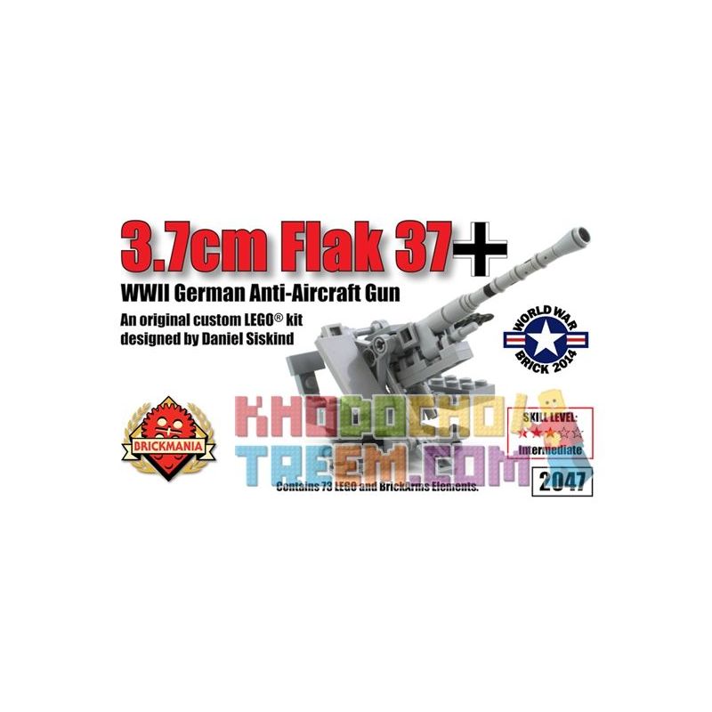 BRICKMANIA 2047 non  PHÁO PHÒNG KHÔNG KIỂU 37 7CM bộ đồ chơi xếp lắp ráp ghép mô hình Military Army 3.7CM FLAK 37 ANTI-AIRCRAFT GUN Quân Sự Bộ Đội 73 khối