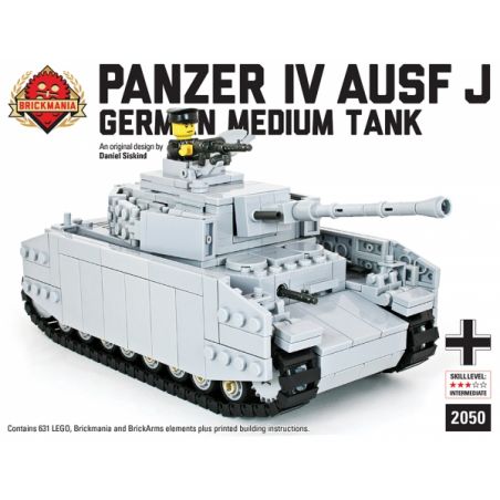 BRICKMANIA 2050 non  XE TĂNG SỐ 4 LOẠI bộ đồ chơi xếp lắp ráp ghép mô hình Military Army PANZER IV AUSF J Quân Sự Bộ Đội 631 khối