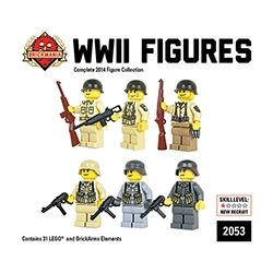 BRICKMANIA 2053 non  CHIẾN TRANH THẾ GIỚI THỨ HAI (2014) bộ đồ chơi xếp lắp ráp ghép mô hình Military Army WWII FIGURE BOX (2014) Quân Sự Bộ Đội 31 khối