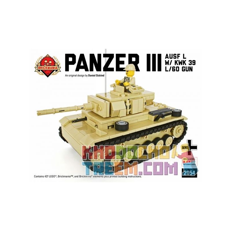 BRICKMANIA 2054 non  LOẠI 3 XE TĂNG bộ đồ chơi xếp lắp ráp ghép mô hình Military Army PANZER III AUSF L Quân Sự Bộ Đội 427 khối