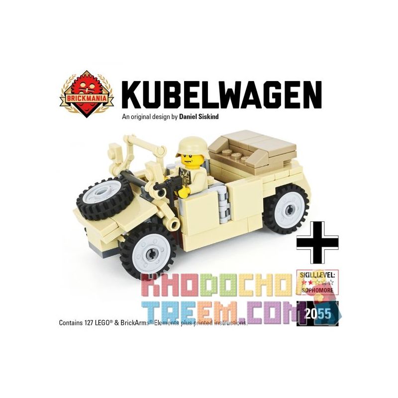 BRICKMANIA 2055 non  KIỂU 82 XE THÙNG-PHIÊN BẢN TẤN DAK bộ đồ chơi xếp lắp ráp ghép mô hình Military Army KUBELWAGEN – TAN DAK EDITION Quân Sự Bộ Đội 127 khối