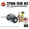 BRICKMANIA 2056 non  SÚNG CHỐNG TĂNG M3 37MM VÀ TRƯỜNG HOA KỲ bộ đồ chơi xếp lắp ráp ghép mô hình Military Army M3 37MM ANTI-TANK GUN WITH US RIFLEMAN MINIFIG Quân Sự Bộ Đội 41 khối