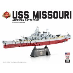 BRICKMANIA 711 non  USS MISSOURI. bộ đồ chơi xếp lắp ráp ghép mô hình Military Army Quân Sự Bộ Đội 445 khối