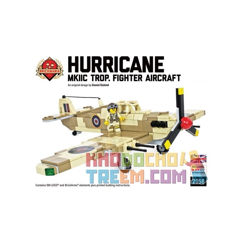 BRICKMANIA 2058 non  BỘ HỘP ĐEN HURRICANE FIGHTER IIC TROP-PREMIUM bộ đồ chơi xếp lắp ráp ghép mô hình Military Army HURRICANE IIC TROP - PREMIUM BLACK BOX EDITION KIT Quân Sự Bộ Đội 506 khối