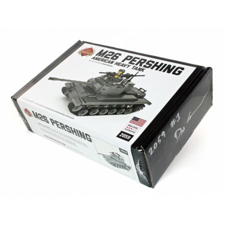 BRICKMANIA 2059 non  BỘ M26 PERSHING TANK-PREMIUM BLACK BOX EDITION bộ đồ chơi xếp lắp ráp ghép mô hình Military Army M26 PERSHING TANK - PREMIUM BLACK BOX EDITION KIT Quân Sự Bộ Đội 696 khối