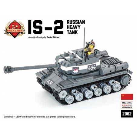 BRICKMANIA 2062 non  BỘ PHIÊN BẢN HỘP ĐEN CAO CẤP IS-2 CỦA NGA bộ đồ chơi xếp lắp ráp ghép mô hình Military Army IS-2 RUSSIAN HEAVY TANK PREMIUM BLACK BOX EDITION KIT Quân Sự Bộ Đội 696 khối