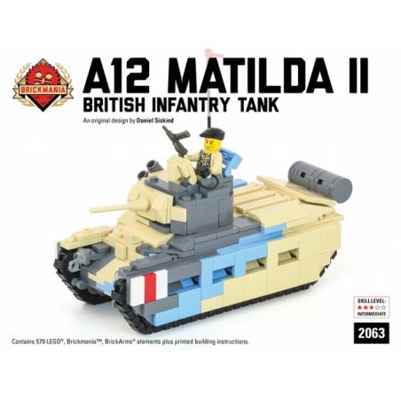 BRICKMANIA 2063 non  XE TĂNG BỘ BINH MATILDA MK.II (A12) bộ đồ chơi xếp lắp ráp ghép mô hình Military Army A12 MATILDA II INFANTRY TANK Quân Sự Bộ Đội 579 khối