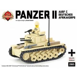 BRICKMANIA 2065 non  XE TĂNG II KIỂU C-XE HẠNG NHẸ CỦA QUÂN ĐỘI ĐỨC PHI bộ đồ chơi xếp lắp ráp ghép mô hình Military Army PANZER II AUSF C - DEUTSCHES AFRIKAKORPS LIGHT TANK Quân Sự Bộ Đội 407 khối