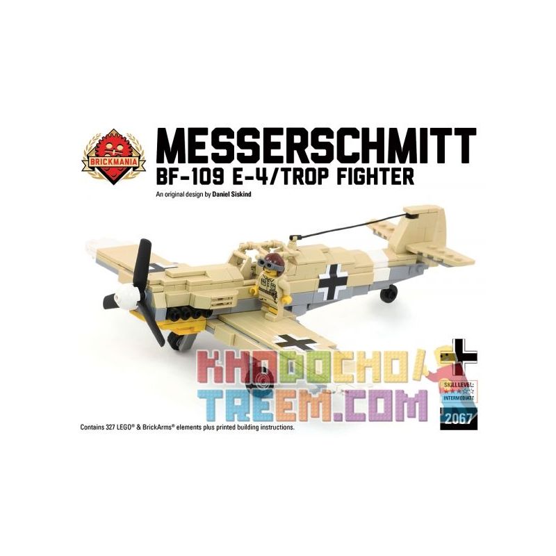 BRICKMANIA 2067 non  MESSERSCHMITT BF 109 E-4/TROP bộ đồ chơi xếp lắp ráp ghép mô hình Military Army MESSERSCHMITT BF-109 E-4/TROP Quân Sự Bộ Đội 327 khối