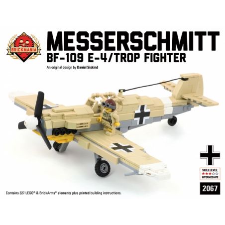BRICKMANIA 2067 non  MESSERSCHMITT BF 109 E-4/TROP bộ đồ chơi xếp lắp ráp ghép mô hình Military Army MESSERSCHMITT BF-109 E-4/TROP Quân Sự Bộ Đội 327 khối