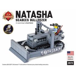 BRICKMANIA 2073 non  MÁY ỦI CỦA TIỂU ĐOÀN XÂY DỰNG HẢI QUÂN "NATASHA" bộ đồ chơi xếp lắp ráp ghép mô hình Military Army “NATASHA” SEABEES BULLDOZER Quân Sự Bộ Đội 339 khối