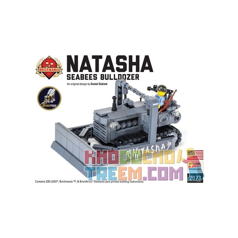BRICKMANIA 2073 non  MÁY ỦI CỦA TIỂU ĐOÀN XÂY DỰNG HẢI QUÂN "NATASHA" bộ đồ chơi xếp lắp ráp ghép mô hình Military Army “NATASHA” SEABEES BULLDOZER Quân Sự Bộ Đội 339 khối