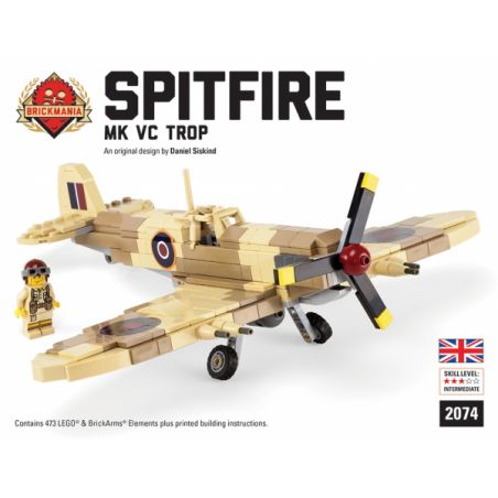 BRICKMANIA 2074 non  BỘ SPITFIRE VC TROP-PREMIUM BLACK BOX EDITION bộ đồ chơi xếp lắp ráp ghép mô hình Military Army SPITFIRE MK VC TROP - PREMIUM "BLACK BOX" BUILDING KIT Quân Sự Bộ Đội 327 khối