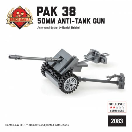 BRICKMANIA 2083 non  SÚNG CHỐNG TĂNG PAK 38 5CM bộ đồ chơi xếp lắp ráp ghép mô hình Military Army PAK 38 5CM ANTI-TANK GUN Quân Sự Bộ Đội 47 khối