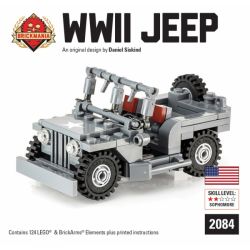 BRICKMANIA 2084 non  XE JEEP THỜI THẾ CHIẾN II bộ đồ chơi xếp lắp ráp ghép mô hình Military Army WWII JEEP Quân Sự Bộ Đội 124 khối