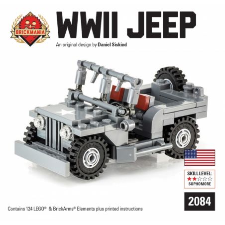 BRICKMANIA 2084 non  XE JEEP THỜI THẾ CHIẾN II bộ đồ chơi xếp lắp ráp ghép mô hình Military Army WWII JEEP Quân Sự Bộ Đội 124 khối