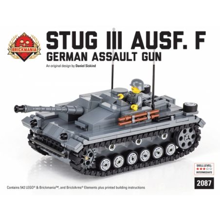 BRICKMANIA 2087 non  SÚNG TẤN CÔNG LOẠI F bộ đồ chơi xếp lắp ráp ghép mô hình Military Army STUG III AUSF Quân Sự Bộ Đội 542 khối