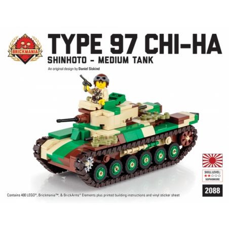 BRICKMANIA 2088 non  TĂNG HẠNG TRUNG TYPE 97 CHI-HA-TĂNG NHẬT BẢN bộ đồ chơi xếp lắp ráp ghép mô hình Military Army TYPE 97 SHINHOTO CHI-HA JAPANESE MEDIUM TANK Quân Sự Bộ Đội 400 khối