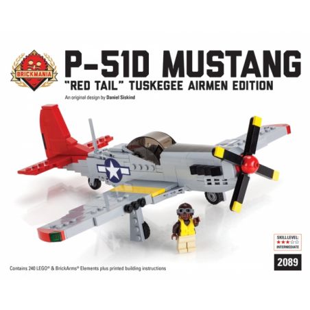 BRICKMANIA 2089 non  MÁY BAY CHIẾN ĐẤU P-51D MUSTANG- "ĐUÔI ĐỎ" TUSKEGEE AIRMEN EDITION bộ đồ chơi xếp lắp ráp ghép mô hình Military Army P-51D MUSTANG – “RED TAIL” TUSKEGEE AIRMEN EDITION Quân Sự Bộ Đội 333 khối