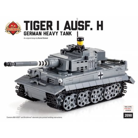 BRICKMANIA 2090 non  XE TĂNG TIGER LOẠI H bộ đồ chơi xếp lắp ráp ghép mô hình Military Army TIGER AUSF H – GERMAN HEAVY TANK Quân Sự Bộ Đội 858 khối