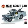 BRICKMANIA 2091 non  XE TRINH SÁT M3A1 bộ đồ chơi xếp lắp ráp ghép mô hình Military Army M3A1 SCOUT CAR Quân Sự Bộ Đội 240 khối