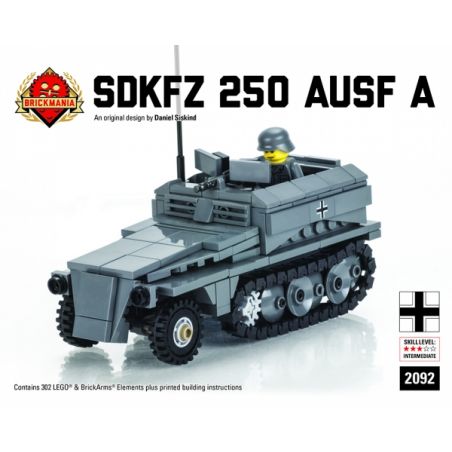 BRICKMANIA 2092 non  XE NỬA BÁNH XÍCH SDKFZ 250 LOẠI VÀ QUÂN ĐỘI ĐỨC QUỐC XÃ bộ đồ chơi xếp lắp ráp ghép mô hình Military Army SDKFZ 250 AUSF WITH HEER SOLDIER Quân Sự Bộ Đội 302 khối