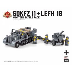 BRICKMANIA 2095 non  XE NỬA BÁNH XÍCH SDKFZ 11 + GÓI CHIẾN ĐẤU LEFH bộ đồ chơi xếp lắp ráp ghép mô hình Military Army SDKFZ 11 + LEFH BATTLE PACK Quân Sự Bộ Đội 487 khối